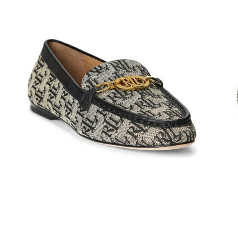 NWT Averi II Lauren Ralph Lauren Monogram Jacquard Loafers 10M NIB